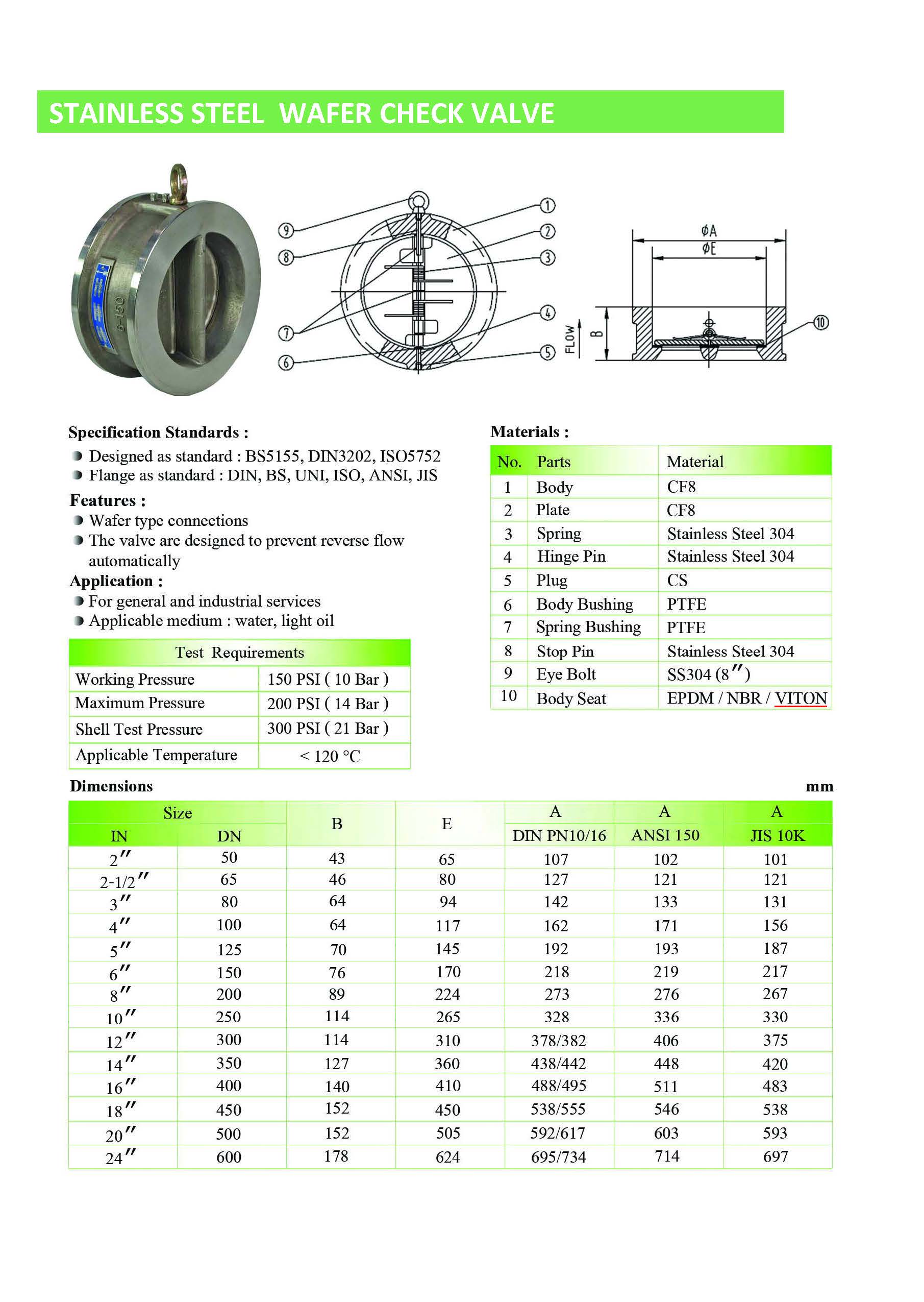 DUAL PLATE CHECK VALVE STAINLESS STEEL TITAN INDUSTECH CO.,LTD